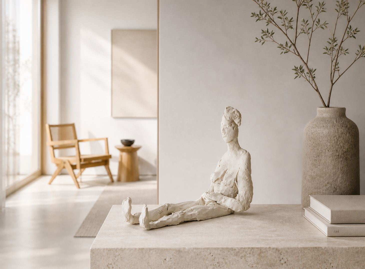 Nudo di donna con gambe distese in ceramica bianca